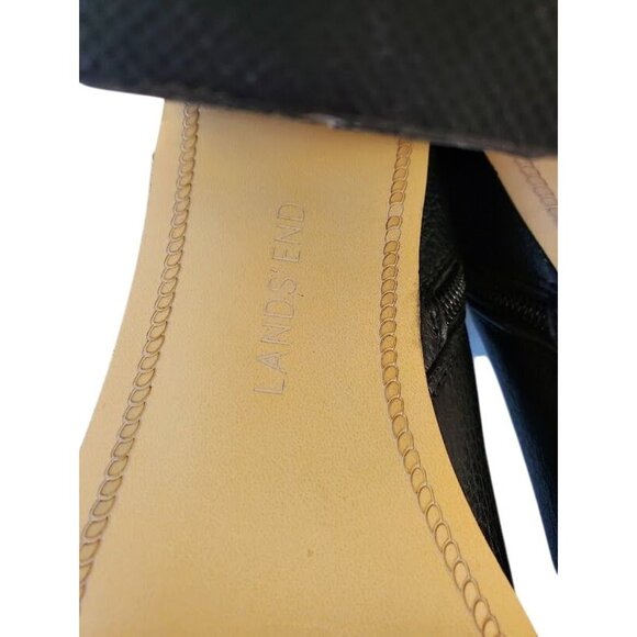 Lands’ End Black Pebbled Leather Knee-High Heeled Boots Women’s 7.5 - Picture 3 of 10